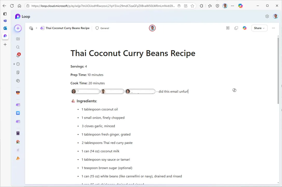 Microsoft Loop con componentes colaborativos en el navegador