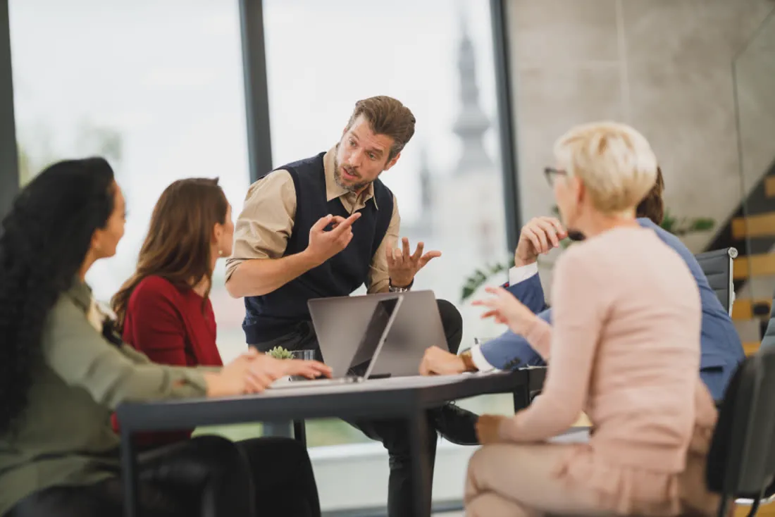 Team meeting in a conference room
