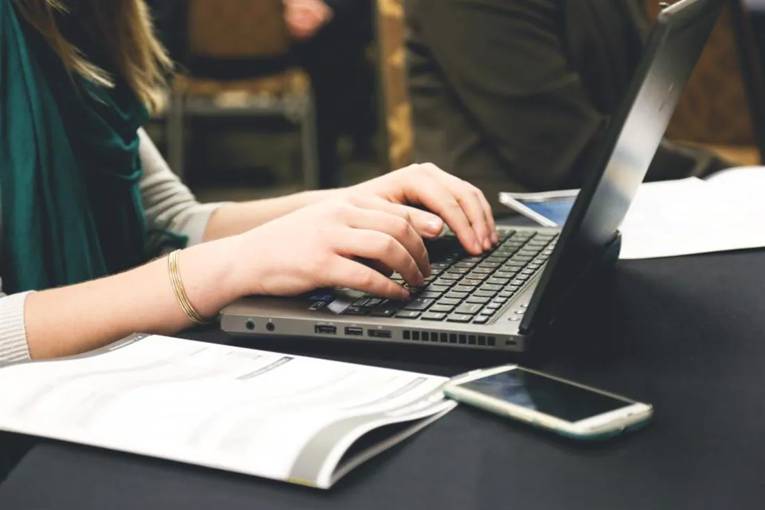 Person working on a laptop